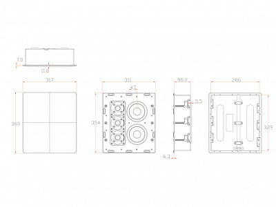 Встраиваемая акустическая система M&K Sound IW150 в корпусе. Металлический прямоугольный гриль под покраску. Цвет: Белый.