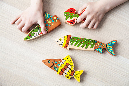 Магнитный деревянный конструктор «Рыбки» Магнитный деревянный конструктор «Рыбки»
