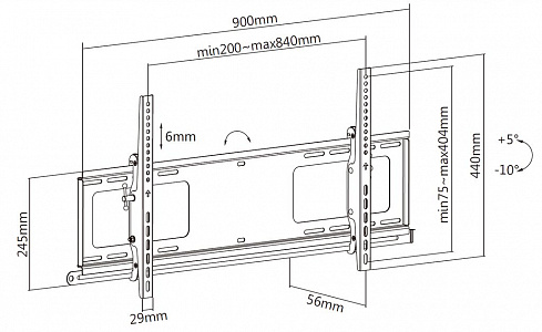 Кронштейн настенный наклонный Exell EXi-H1284-AT